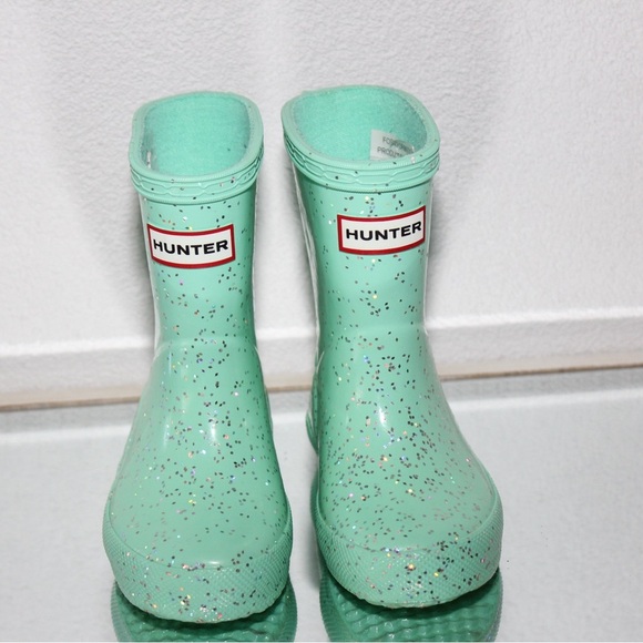 Hunter Kids Sparkle Glitter Rain Boots - Mint UK 4 Toddler - Picture 1 of 7